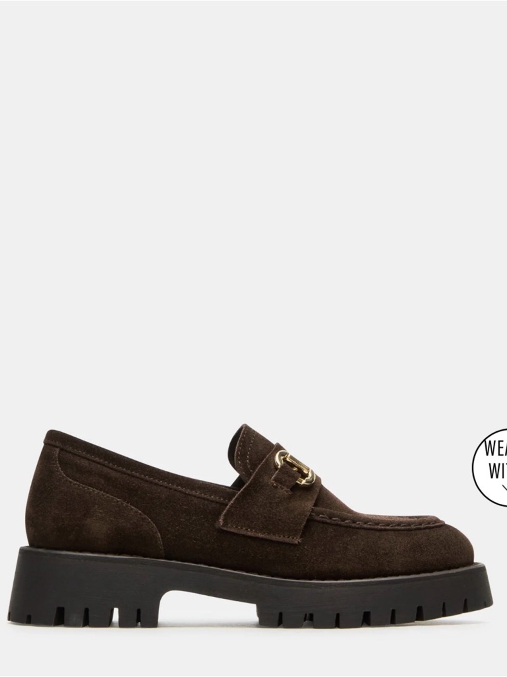 Brown Suede Steve MaddenLoafers with Gold Hardware
